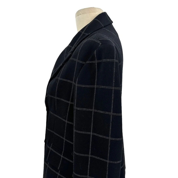 Michael Kors Collection Black Windowpane Check Double Breasted Blazer Size US 6 - Picture 5 of 9